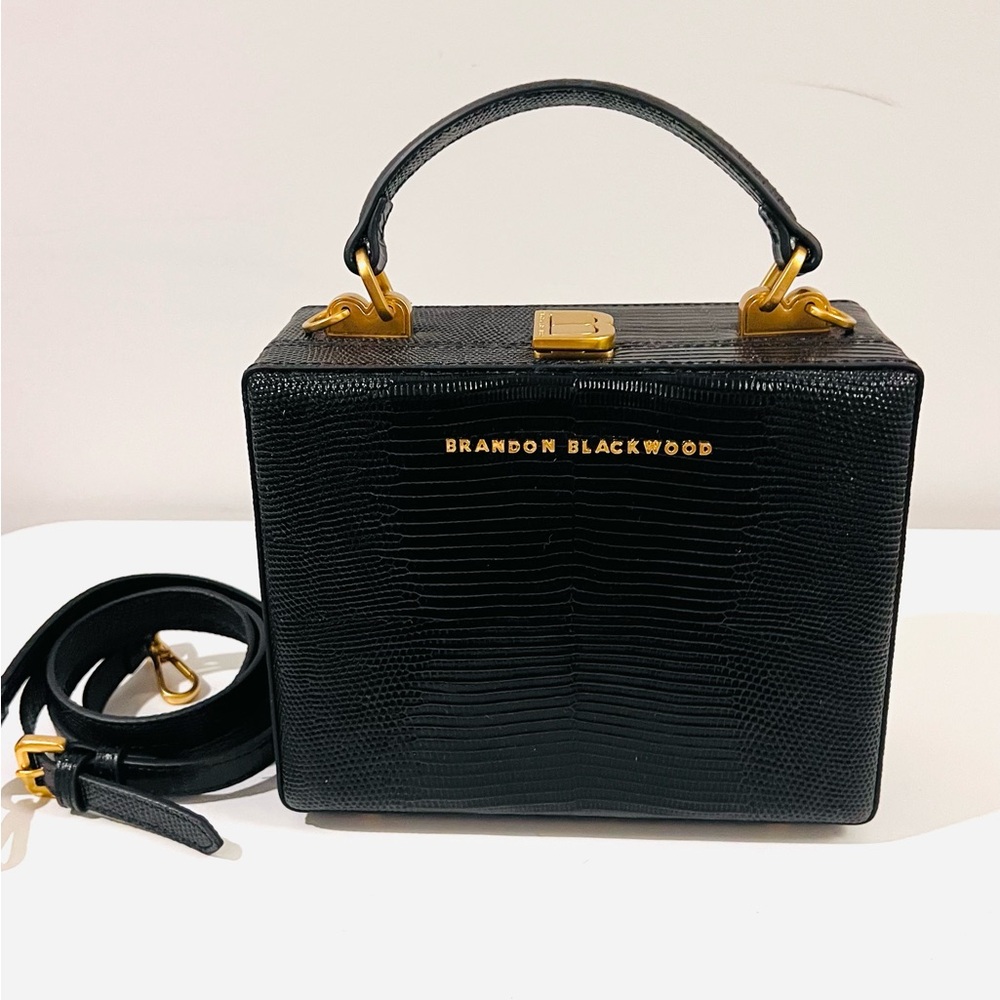 Brandon Blackwood Kendrick Trunk bag in Black lizard-embossed leather. - Picture 9 of 9